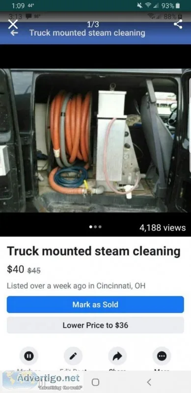 Truck mounted carpet steam cleaning service. 513-212-7348 text a
