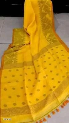 Linen Saree with Zori design