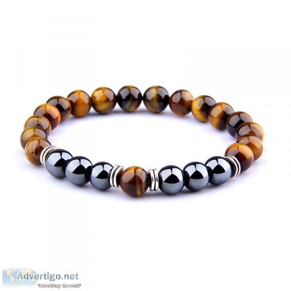 Brand NEW   Natural Tiger Eye and Hematite Beaded Bracelet