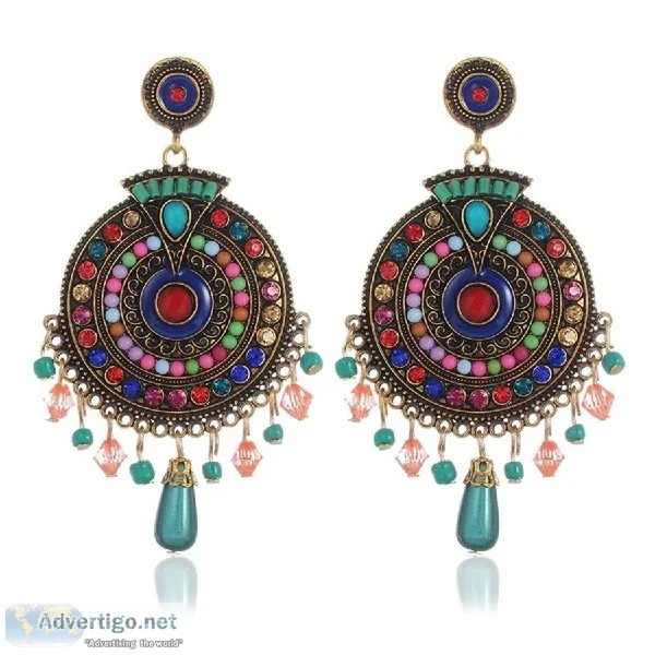 Youbella Bohemian Multicolor Metal Earrings For Women