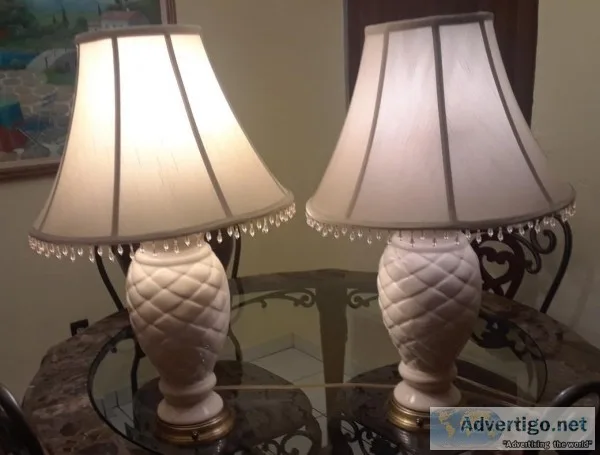 Pair of Glazed Ceramic Table Lamps wShade
