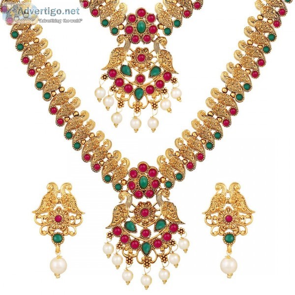 Shining Diva Fashion Latest Combo Design Pearl Necklace Set for 