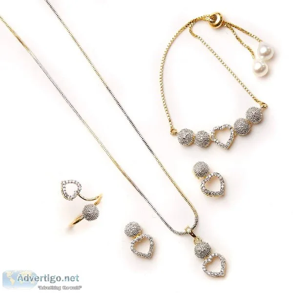 Zeneme American Diamond Traditional Fashion Jewellery Combo of N