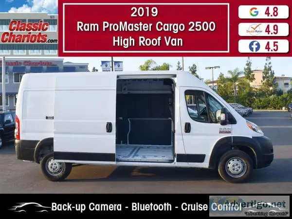 Used 2019 RAM ProMaster Cargo 2500 High Roof Van for Sale in San