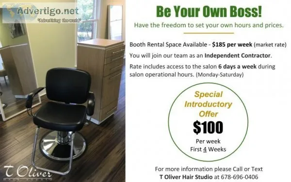 Upscale Nocross Salon Booth For Rent