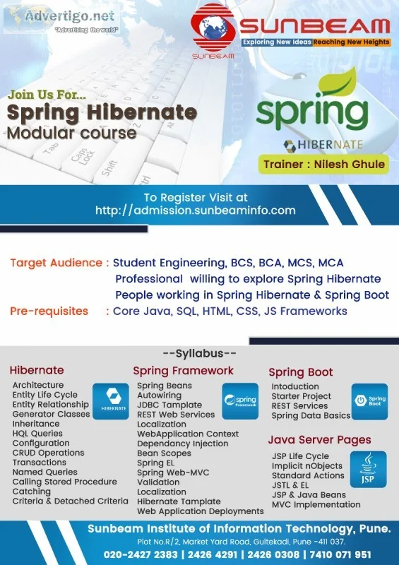 Spring Hibernate Training institute in Pune  Spring Hibernate Cl
