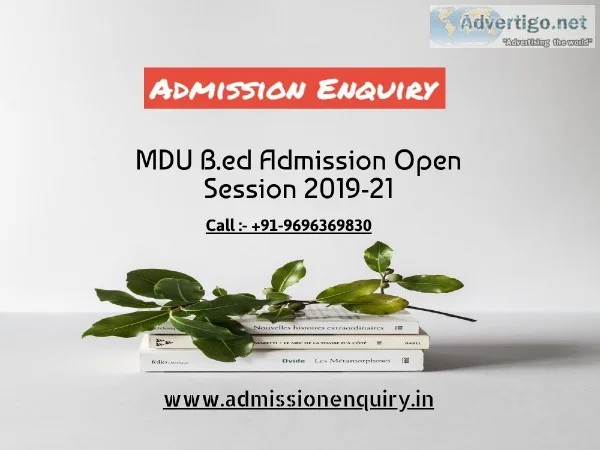 Admission in B.ed from MduKukCrsu