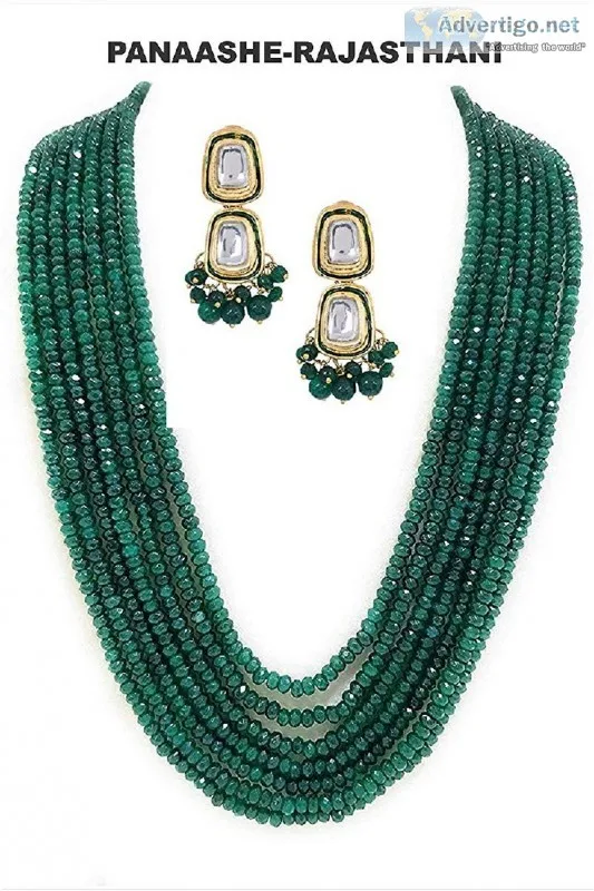 PANAASHE - RAJASTHANI Dark Green Gemstone Classic Onyx 7 Layer S