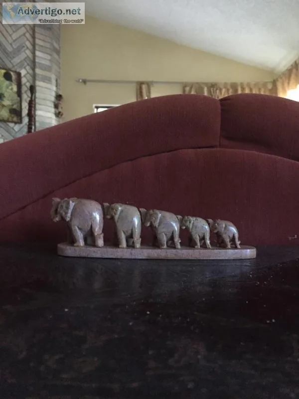 5 soapstone elephants