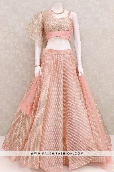 Bold and Beautiful Light Peach Designer Lehenga Choli Set From P