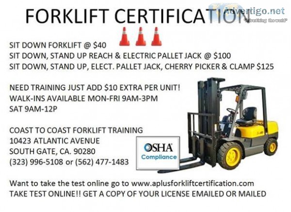 OSHA Compliance forklift certification Training