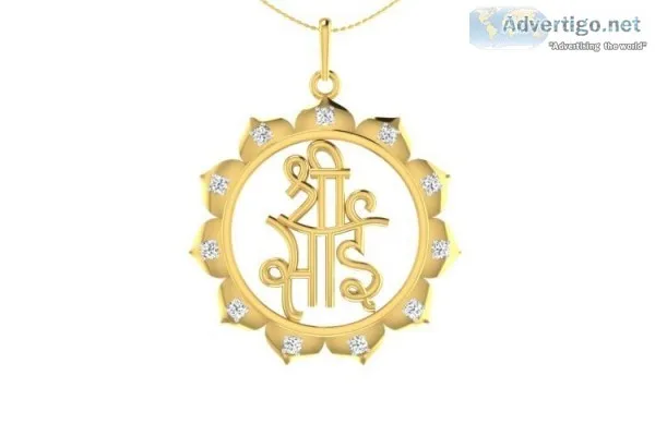 Auspicious Shri Sai Pendant in Gold studded with diamonds