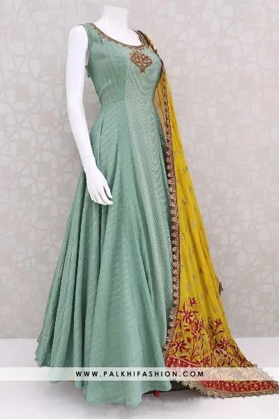 Sea Green Indian Outfit With Gorgeous Dupatta From Palkhi Fashio