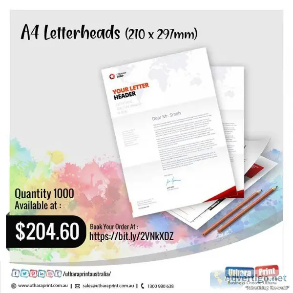 Uthara Print Australia - A4 Letterheads (210 x 297mm)