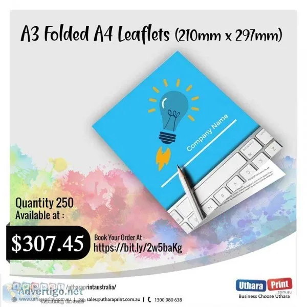 Uthara Print Australia - A3 Folded A4 Leaflets (210mm x 297mm)
