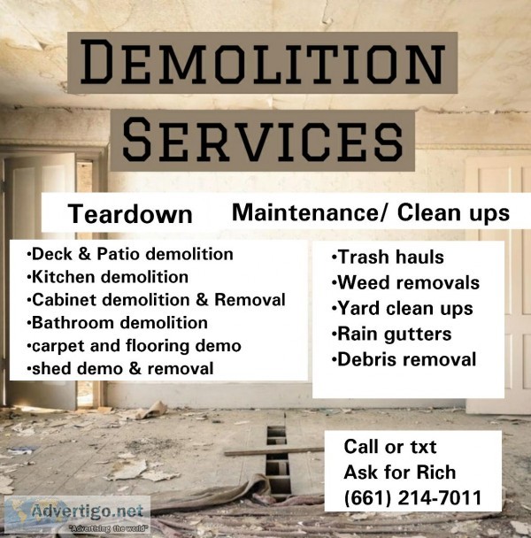 DemolitionMaintenan ceClean ups