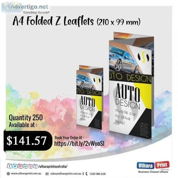Uthara Print Australia - A4 Folded Z Leaflets (210 x 99 mm)