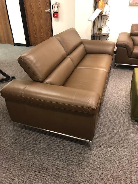 Last 2pc set top grain brown leather sofa and loveseat