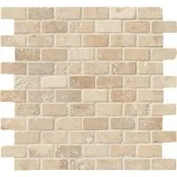 Tuscany Classic 1x2 Brick Tumbled Travertine Mosaic