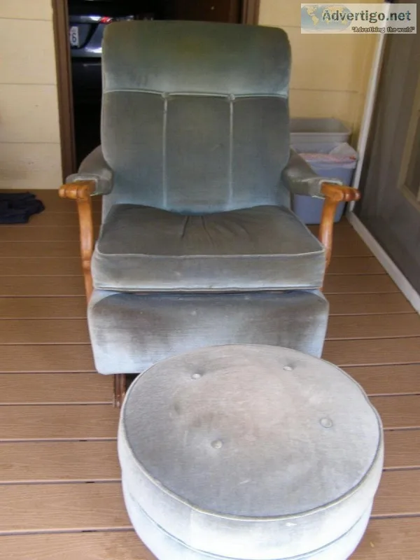 Blue Rocker and Ottoman