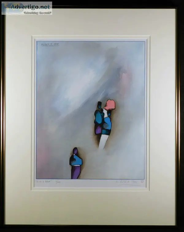 Pink and Blue Signed Lithograph after Witold-K