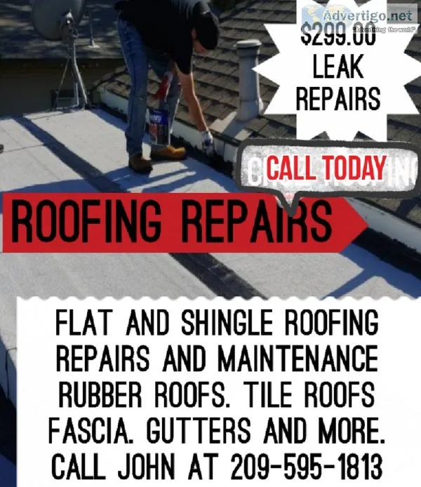 ROOFING REPAIRS 299.00 LEAK REPAIRS