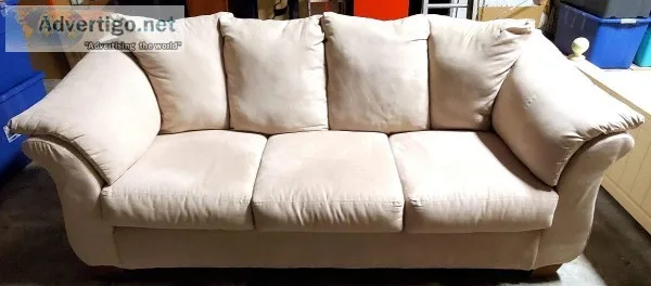Comfortable Microfiber Sofa  Tan Color  Like NEW  ONLY
