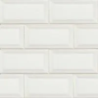 Domino White Glossy 3X6 Beveled Tile