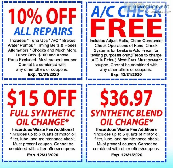Auto ServiceOil Change Holiday Special