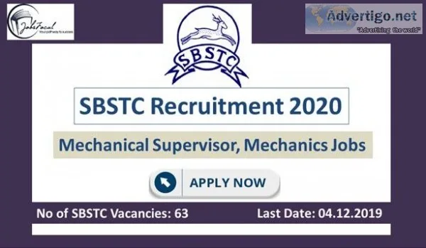 SBSTC Recruitment 2020 (63) Mechanical Supervisor Mechanics Jobs