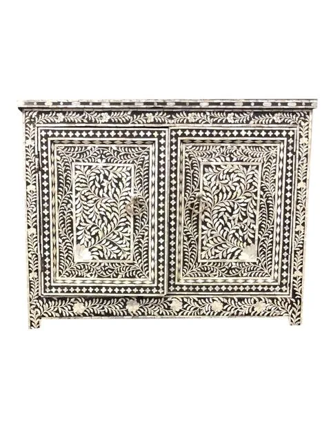 Mother of Pearl Accent Chest Bone Inlay Cabinet Nightstand
