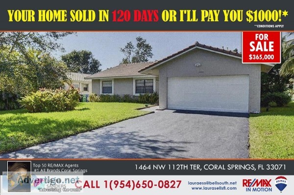 Beautiful Coral Springs Home for 365K