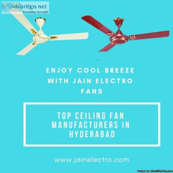 ISO Standards Electrical Ceiling Fans in Hyderabad