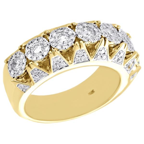 1.64CT 14K Yellow Gold Diamond Cluster Prong Ring