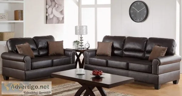 &quotNEW&quot 2 pcs Sofa Loveseat Set Espresso Bonded Leather Na