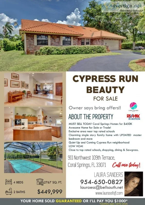 MUST SELL TODAY Coral Springs Homes for 450K