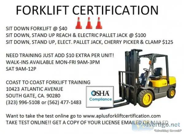 OSHA Compliance forklift certification Training