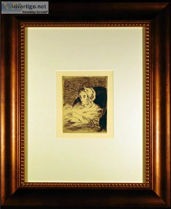 La Convalescente Original Etching and Aquatint by Eduoard Manet