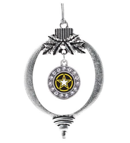 Studded Star Circle Charm Army Christmas Ornament