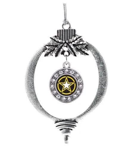 Studded Star Circle Charm Army Christmas Ornament