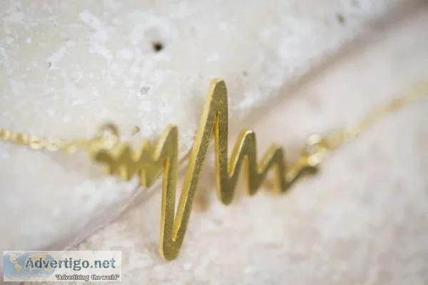 Gold Heartbeat Line Necklace