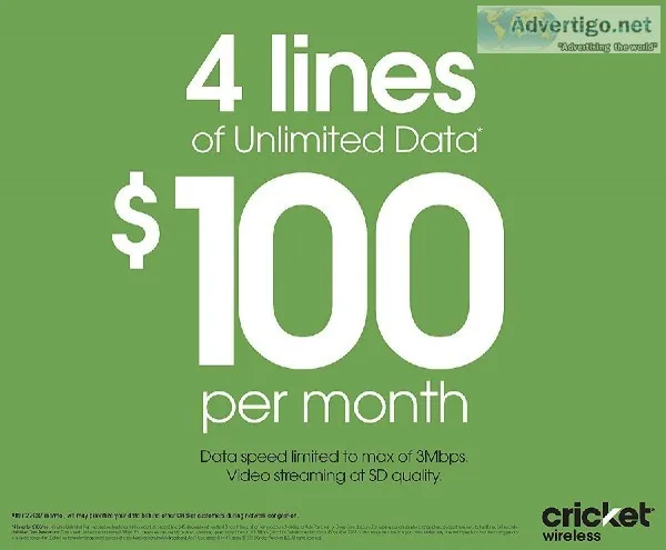 4 UNLIMITED LINES FOR ONLY 100 MONTHLY  CRICKET WIRELESS TAYLOR