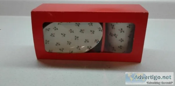 HOLIDAY CANDY CANE and HOLLY SOAP DISHCUP SET