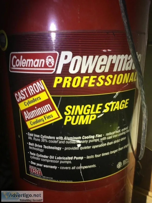 Coleman powermate professional single stage  pump air tank