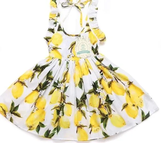 Vintage floral backless children girls clothing OEM