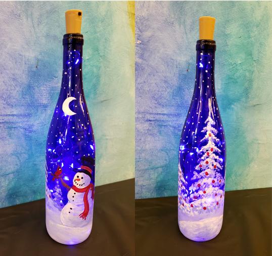 Folsom Studio 19 Winter Wonderland Blue Bottle painting with pix