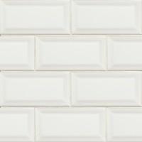 Domino White Glossy 3X6 Beveled Tile