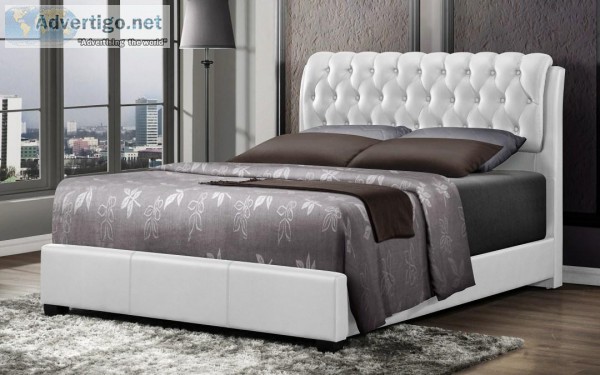 upholstery queen bed white color