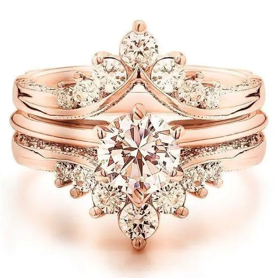Gorgeous 18K Rose Gold Natural Morganite Gemstone Ring for Woman
