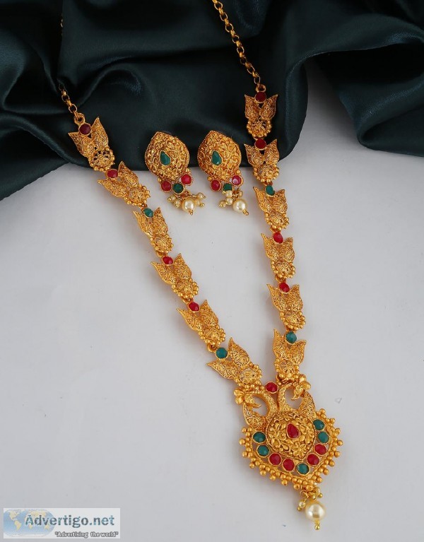 Shop for Long Necklace and Haram designs at Anuradha Art Jewelle